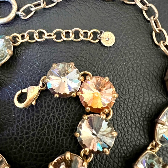 Stella & Dot Rhinestone Necklace Bracelet Set Light Amber Gold Tone Setting - Picture 3 of 9